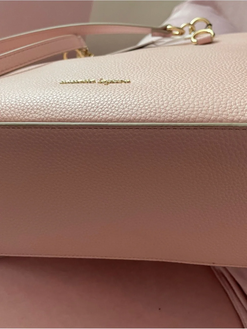 Nanette Lepore Blush Pink Pebbled Shoulder Tote with Gold Hardware - Picture 3 of 7